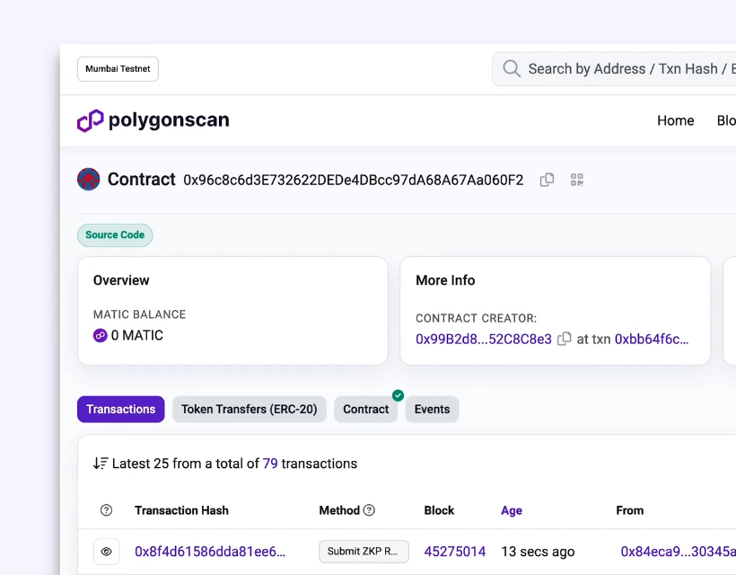 On-chain verification of credentials